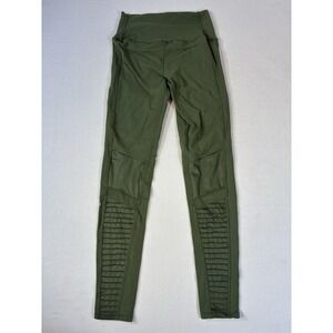 Alo Yoga Moto Leggings Womens XXS Olive Green High Rise Paneled Yoga Pants